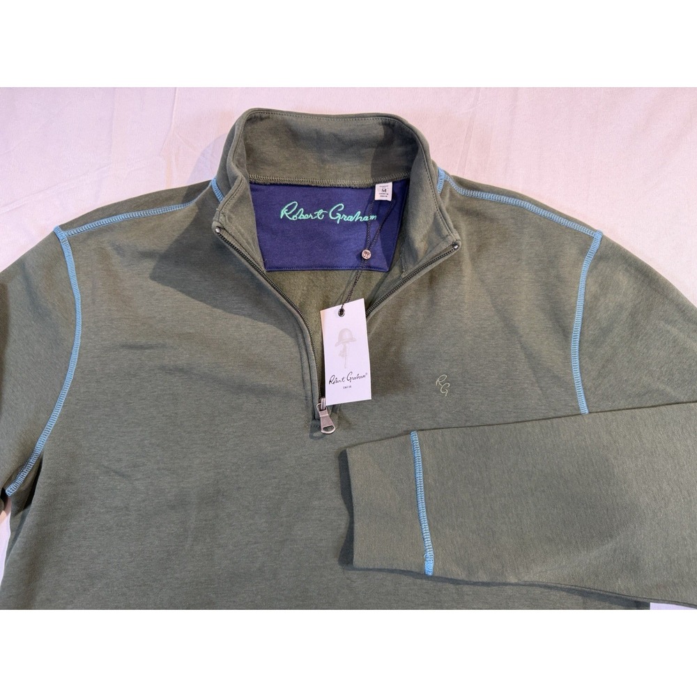 Robert Graham‎ Men's Fulham Classic Fit Deep Forest 1/4 Zip Pullover MEDIUM